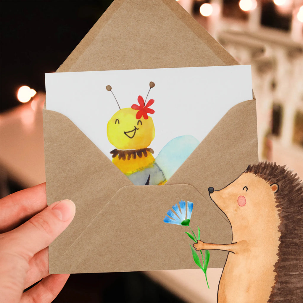 Deluxe Karte Biene Blume Glückwunschkarte, Einladungskarte, Karte, Grußkarte, Hochwertige Grußkarte, Hochwertige Klappkarte, Klappkarte, Geburtstagskarte, Hochzeitskarte, Biene, Wespe, Hummel