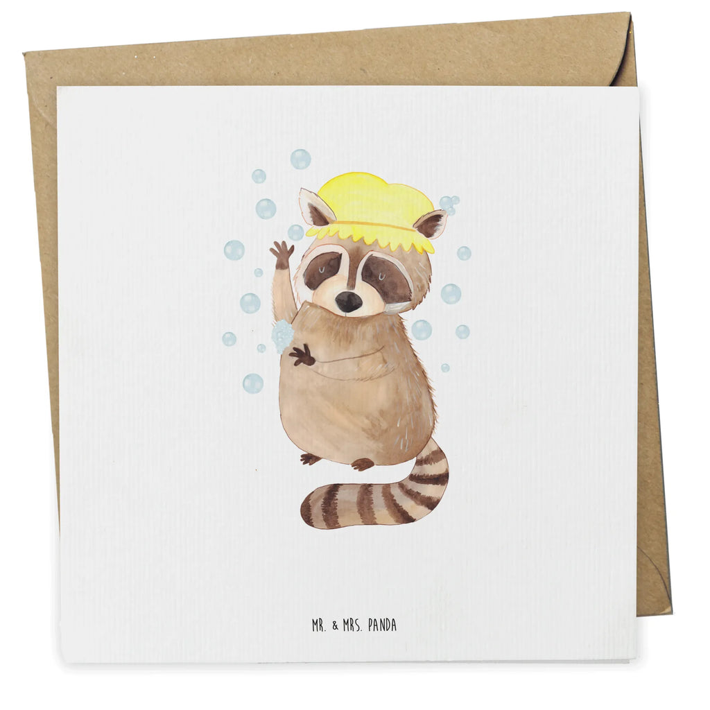 Deluxe Karte Waschbär Einladungskarte, Geburtstagskarte, Hochwertige Klappkarte, Klappkarte, Karte, Grußkarte, Hochzeitskarte, Hochwertige Grußkarte, Glückwunschkarte, Tiermotive, Gute Laune, lustige Sprüche, Tiere, Tagträumen, Waschbär, Seifenblasen, Fröhlich, waschen, Plan