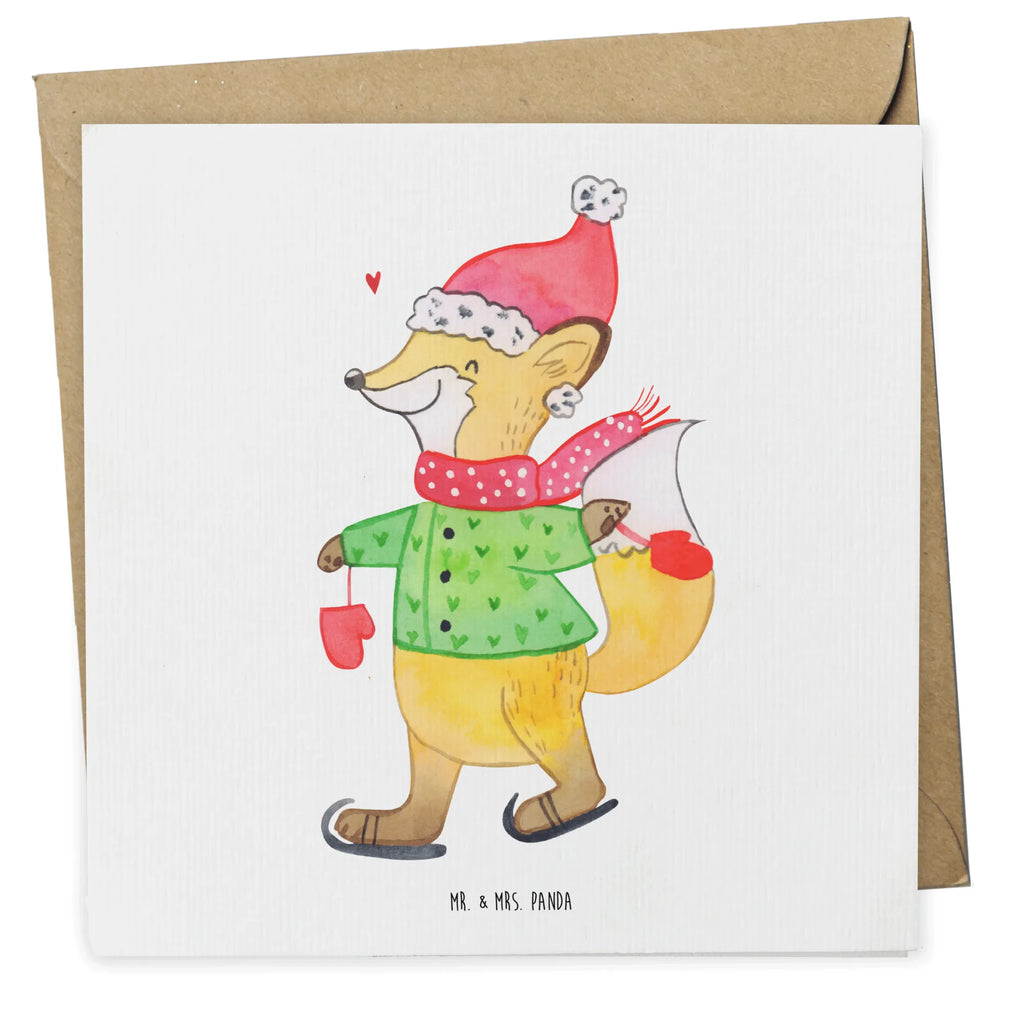 Deluxe Karte Fuchs  Schlittschuhe Klappkarte, Einladungskarte, Hochwertige Grußkarte, Glückwunschkarte, Karte, Hochwertige Klappkarte, Grußkarte, Geburtstagskarte, Hochzeitskarte, Winter, Weihnachten, Weihnachtsdeko, Nikolaus, Advent, Heiligabend, Wintermotiv, Weihnachtsmann, Weihnachtszeit, Tannenbaum, Weihnachtsbaum, Weihnachtstage