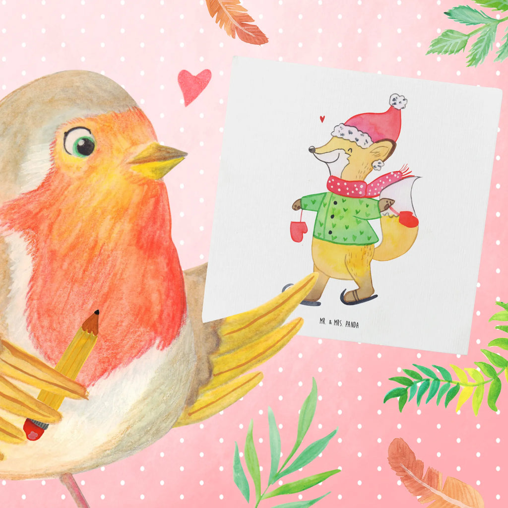 Deluxe Karte Fuchs  Schlittschuhe Klappkarte, Einladungskarte, Hochwertige Grußkarte, Glückwunschkarte, Karte, Hochwertige Klappkarte, Grußkarte, Geburtstagskarte, Hochzeitskarte, Winter, Weihnachten, Weihnachtsdeko, Nikolaus, Advent, Heiligabend, Wintermotiv, Weihnachtsmann, Weihnachtszeit, Tannenbaum, Weihnachtsbaum, Weihnachtstage