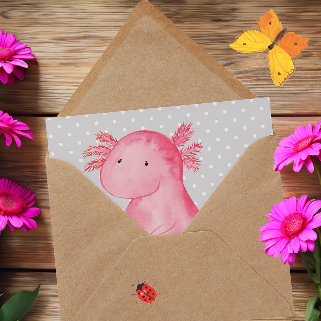 Deluxe Card axolotl zero Geburtstagskarte, Hochwertige Grußkarte, Grußkarte, Hochwertige Klappkarte, Glückwunschkarte, Karte, Einladungskarte, Klappkarte, Hochzeitskarte, Axolotl, Molch, Weisheit, Liebe, Axolot, Freundin, zufrieden, Lebensweisheit, fröhlich, vergnügt, Lebensstil