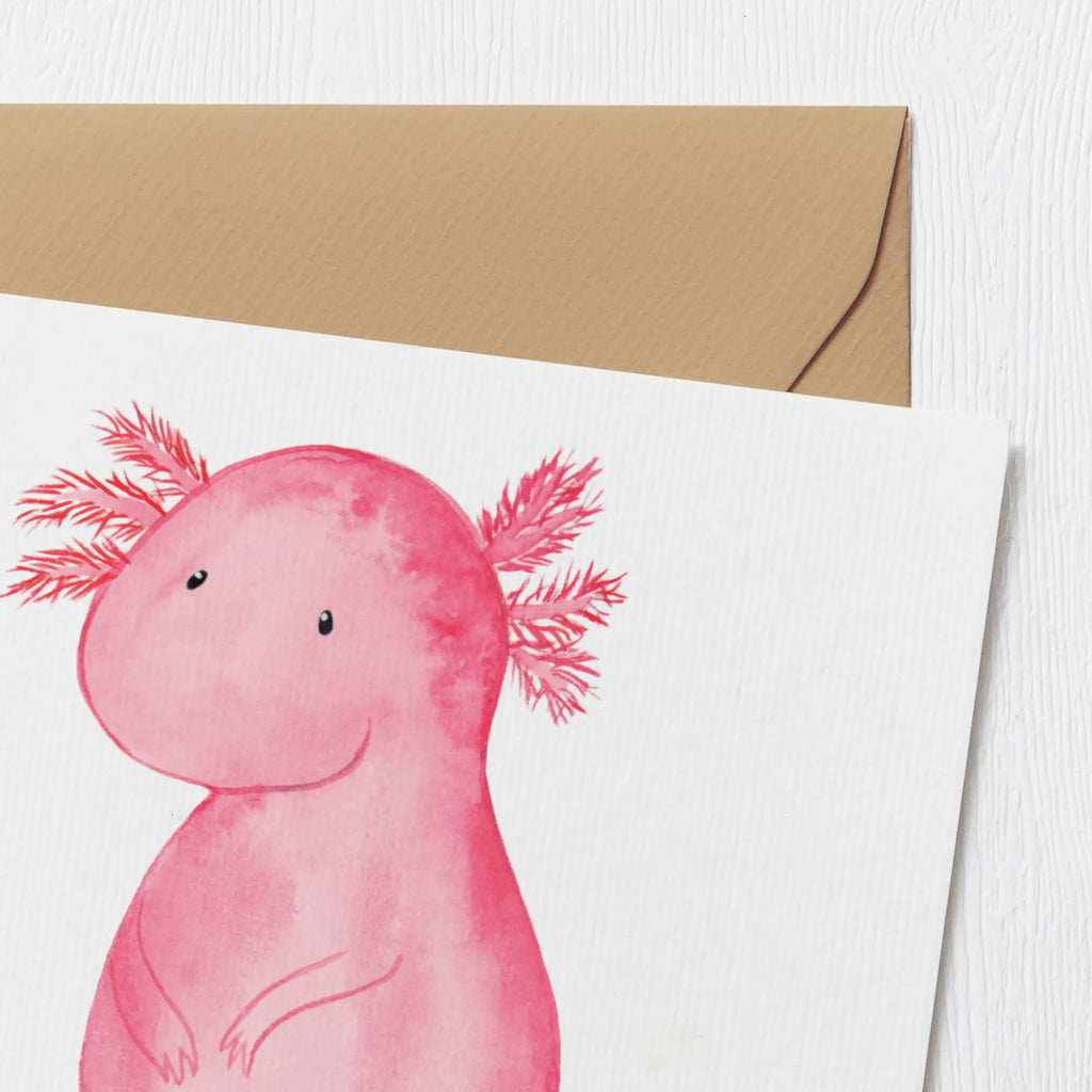 Deluxe Card axolotl zero Geburtstagskarte, Hochwertige Grußkarte, Grußkarte, Hochwertige Klappkarte, Glückwunschkarte, Karte, Einladungskarte, Klappkarte, Hochzeitskarte, Axolotl, Molch, Weisheit, Liebe, Axolot, Freundin, zufrieden, Lebensweisheit, fröhlich, vergnügt, Lebensstil