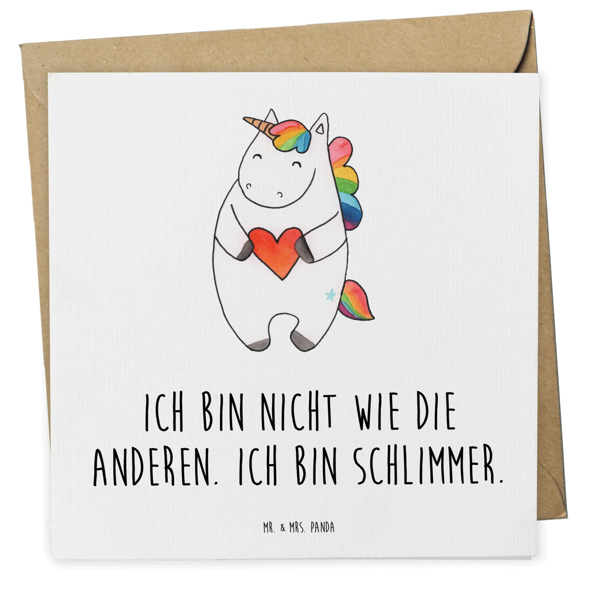 Deluxe Karte Einhorn Herz Grußkarte, Glückwunschkarte, doppelkarte, faltkarte, Klappkarte, anlasskarte, Unicorn, Einhorn, Einhörner, Einhorn Deko, Freundin, Schlimm, Witzig, Bunt, Herz, Lustig, Anders, böse