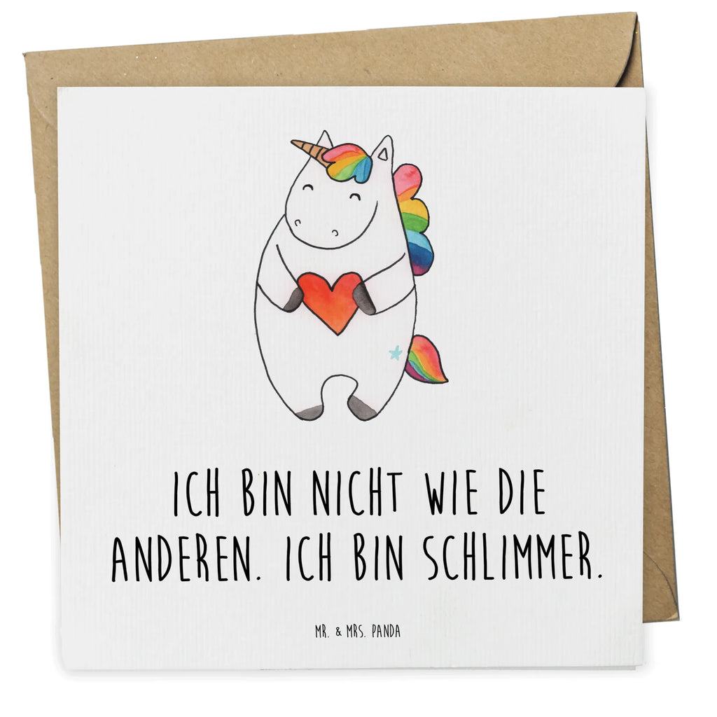 Deluxe Card unicorn Heart Hochwertige Grußkarte, Klappkarte, Einladungskarte, Grußkarte, Glückwunschkarte, Karte, Hochzeitskarte, Hochwertige Klappkarte, Geburtstagskarte, Einhorn, Einhörner, Einhorn Deko, Unicorn, Freundin, bunt, schlimm, böse, Herz, anders, witzig, lustig