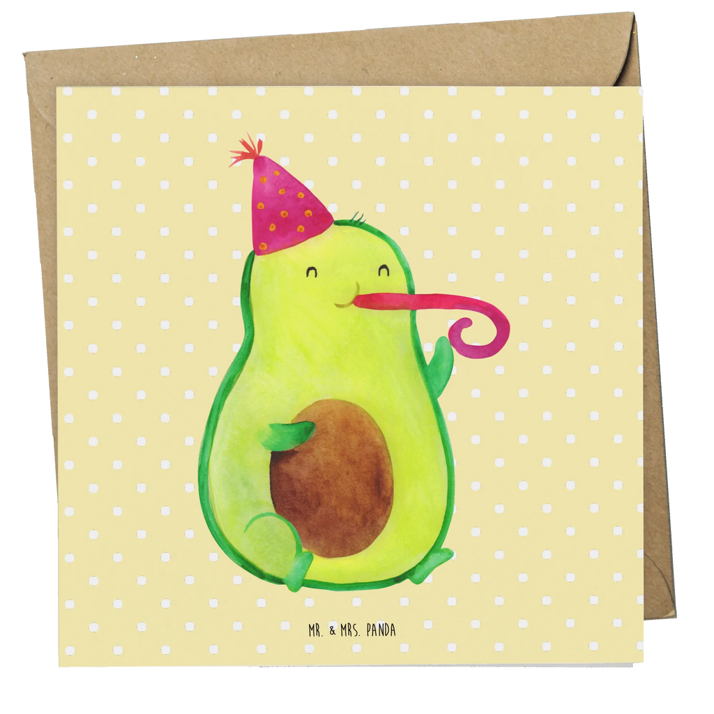 Deluxe Card avocado Celebration Hochwertige Grußkarte, Geburtstagskarte, Einladungskarte, Hochzeitskarte, Klappkarte, Hochwertige Klappkarte, Karte, Glückwunschkarte, Grußkarte, Avocado, Veggie, Vegan, Gesund, Tröte, Feierlichkeit, Feier, Geburtstag, Gute Laune, Fete, Party