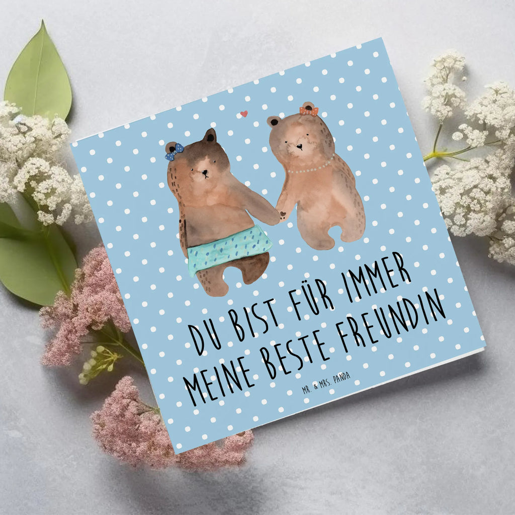 Deluxe Karte Bär Freundin Klappkarte, Einladungskarte, Glückwunschkarte, Hochwertige Grußkarte, Karte, Grußkarte, Hochwertige Klappkarte, Hochzeitskarte, Geburtstagskarte, Bär, Teddy, Teddybär, Bär Freundin Beste Freund Liebe Liebesbeweis Verliebt Kumpel Kumpeliene
