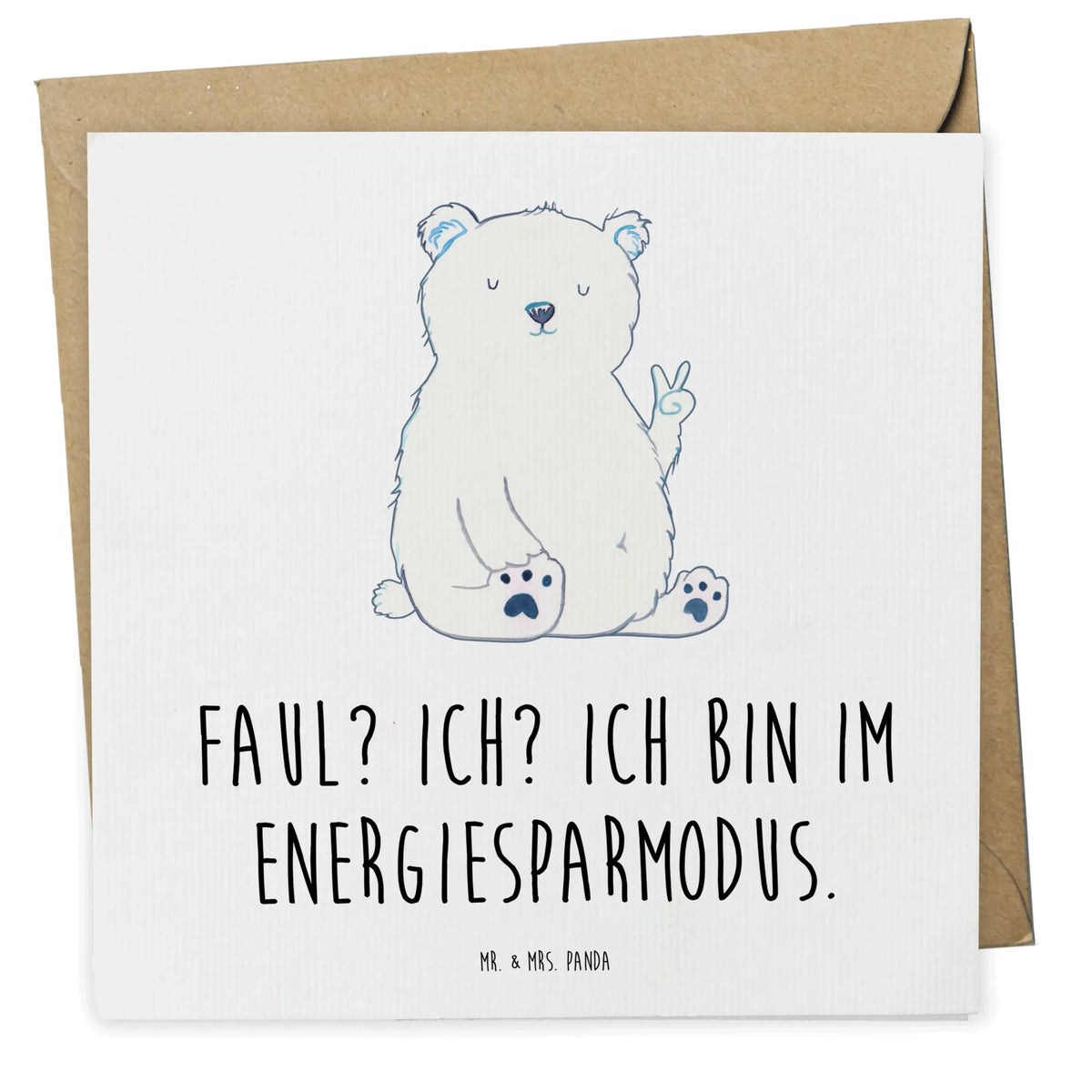 Deluxe Karte Eisbär Faul doppelkarte, anlasskarte, faltkarte, Glückwunschkarte, Grußkarte, Klappkarte, Teddy, Bär, Teddybär, Relaxen, Arbeitsplatz, Bürojob, Arbeit, Büro, Nordpol, Eisbär, Homeoffice, Entspannen, Faul