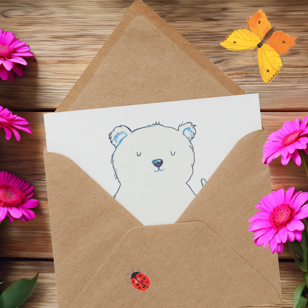 Deluxe Karte Eisbär Faul Hochzeitskarte, Karte, Glückwunschkarte, Grußkarte, Einladungskarte, Geburtstagskarte, Klappkarte, Hochwertige Klappkarte, Hochwertige Grußkarte, Bär, Teddy, Teddybär, Arbeit, Eisbär, Büro, Arbeitsplatz, Entspannen, Nordpol, Relaxen, Bürojob, Faul, Homeoffice