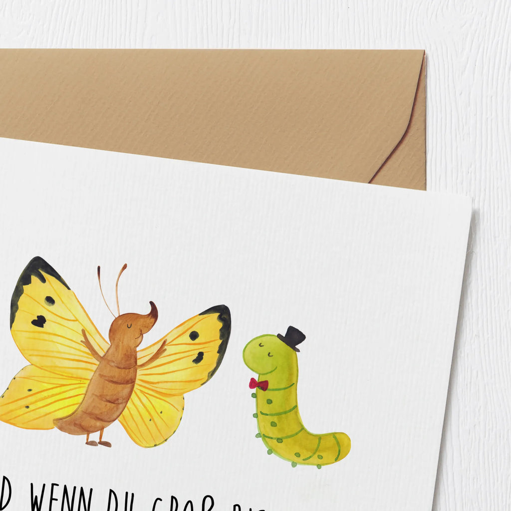 Deluxe Card Caterpillar butterfly Grußkarte, Hochzeitskarte, Karte, Glückwunschkarte, Klappkarte, Geburtstagskarte, Einladungskarte, Hochwertige Grußkarte, Hochwertige Klappkarte, Tiermotive, Gute Laune, lustige Sprüche, Tiere, Schmetterling, Hut, Entwicklung, Schönheit, Kokon, Zitronenfalter, Hütchen, Erwachsen werden, Aufwachsen, Raupe