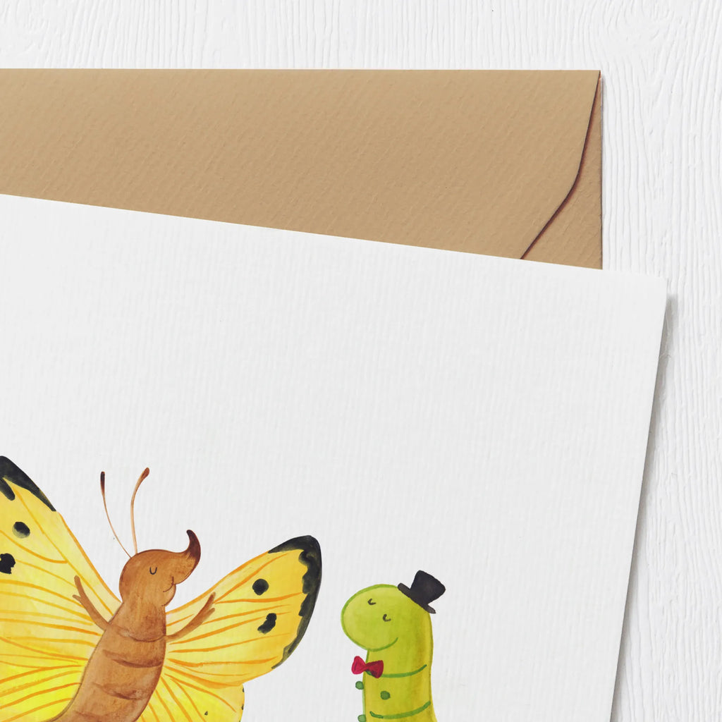 Deluxe Card Caterpillar butterfly Grußkarte, Hochzeitskarte, Karte, Glückwunschkarte, Klappkarte, Geburtstagskarte, Einladungskarte, Hochwertige Grußkarte, Hochwertige Klappkarte, Tiermotive, Gute Laune, lustige Sprüche, Tiere, Schmetterling, Hut, Entwicklung, Schönheit, Kokon, Zitronenfalter, Hütchen, Erwachsen werden, Aufwachsen, Raupe