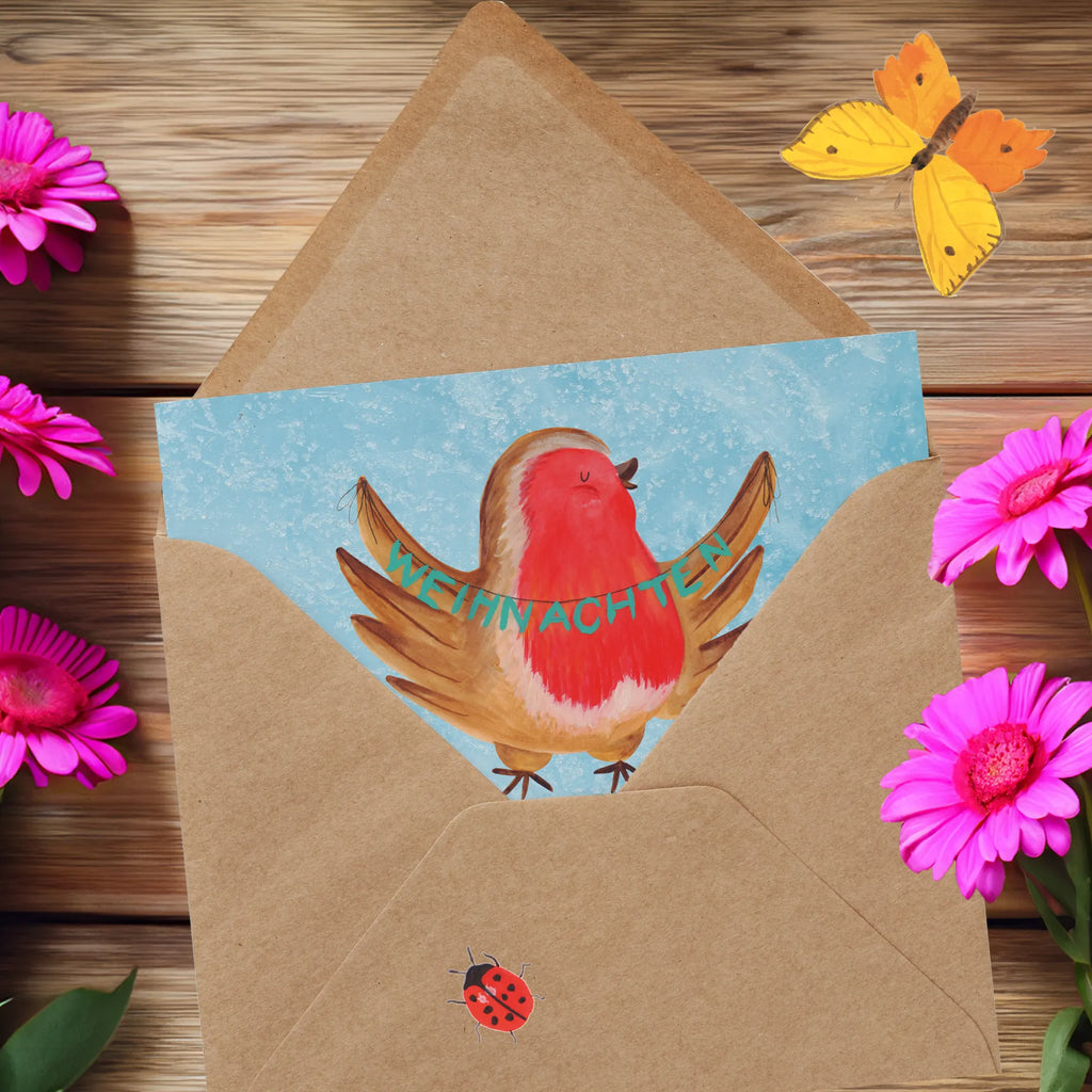 Deluxe Card robin Christmas Karte, Grußkarte, Klappkarte, Einladungskarte, Hochwertige Klappkarte, Hochzeitskarte, Hochwertige Grußkarte, Glückwunschkarte, Geburtstagskarte, Winter, Weihnachten, Weihnachtsdeko, Nikolaus, Advent, Heiligabend, Wintermotiv, Frohe Weihnachten, Weihnachtsmotiv, xmas, Vogel, Weihnachtsgruß