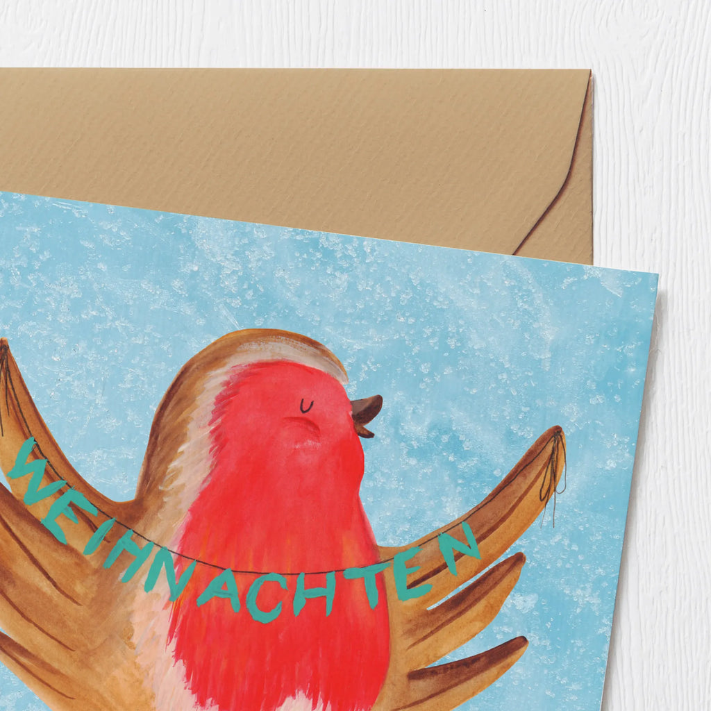 Deluxe Card robin Christmas Karte, Grußkarte, Klappkarte, Einladungskarte, Hochwertige Klappkarte, Hochzeitskarte, Hochwertige Grußkarte, Glückwunschkarte, Geburtstagskarte, Winter, Weihnachten, Weihnachtsdeko, Nikolaus, Advent, Heiligabend, Wintermotiv, Frohe Weihnachten, Weihnachtsmotiv, xmas, Vogel, Weihnachtsgruß