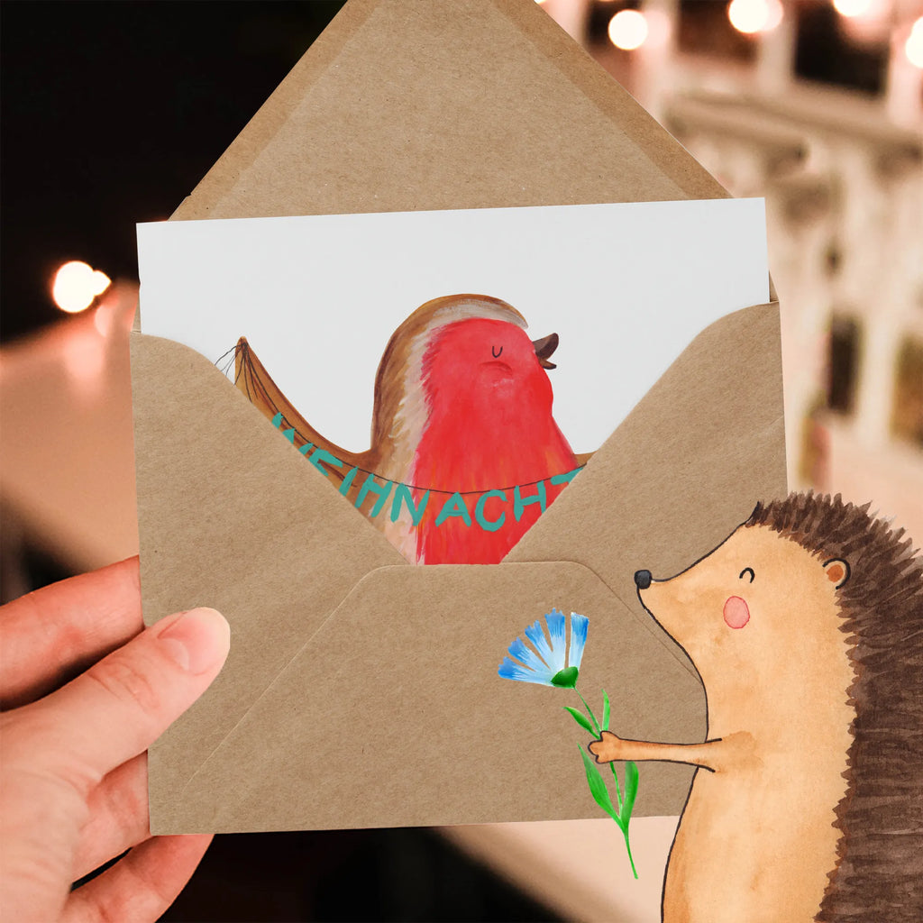 Deluxe Card robin Christmas Karte, Grußkarte, Klappkarte, Einladungskarte, Hochwertige Klappkarte, Hochzeitskarte, Hochwertige Grußkarte, Glückwunschkarte, Geburtstagskarte, Winter, Weihnachten, Weihnachtsdeko, Nikolaus, Advent, Heiligabend, Wintermotiv, Frohe Weihnachten, Weihnachtsmotiv, xmas, Vogel, Weihnachtsgruß