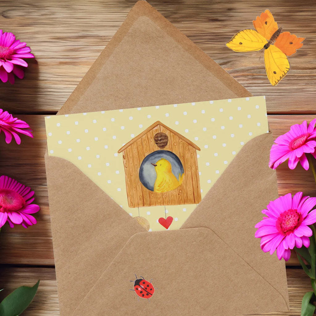 Deluxe Card Bird House Geburtstagskarte, Grußkarte, Karte, Klappkarte, Glückwunschkarte, Einladungskarte, Hochwertige Klappkarte, Hochwertige Grußkarte, Hochzeitskarte, Tiermotive, Gute Laune, lustige Sprüche, Tiere, Lieblingsort, Haus, Castle, Vogelhaus, Zuhause, Vogelhäuschen, Vögel, Home sweet home, Familie, Nest, Wohnung, Vogel, unser Haus, Eigenheim