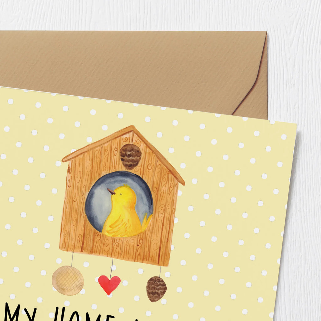 Deluxe Card Bird House Geburtstagskarte, Grußkarte, Karte, Klappkarte, Glückwunschkarte, Einladungskarte, Hochwertige Klappkarte, Hochwertige Grußkarte, Hochzeitskarte, Tiermotive, Gute Laune, lustige Sprüche, Tiere, Lieblingsort, Haus, Castle, Vogelhaus, Zuhause, Vogelhäuschen, Vögel, Home sweet home, Familie, Nest, Wohnung, Vogel, unser Haus, Eigenheim