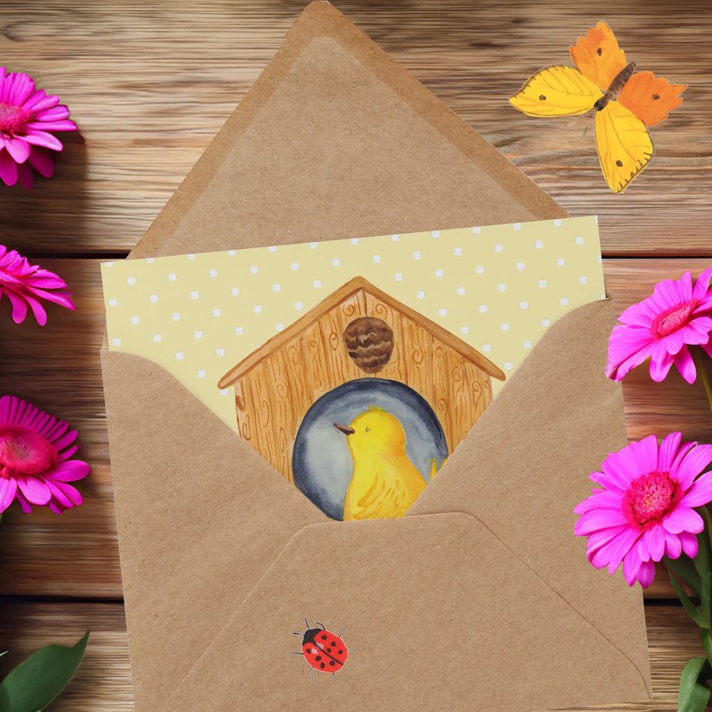 Deluxe Card Bird House Geburtstagskarte, Grußkarte, Karte, Klappkarte, Glückwunschkarte, Einladungskarte, Hochwertige Klappkarte, Hochwertige Grußkarte, Hochzeitskarte, Tiermotive, Gute Laune, lustige Sprüche, Tiere, Lieblingsort, Haus, Castle, Vogelhaus, Zuhause, Vogelhäuschen, Vögel, Home sweet home, Familie, Nest, Wohnung, Vogel, unser Haus, Eigenheim