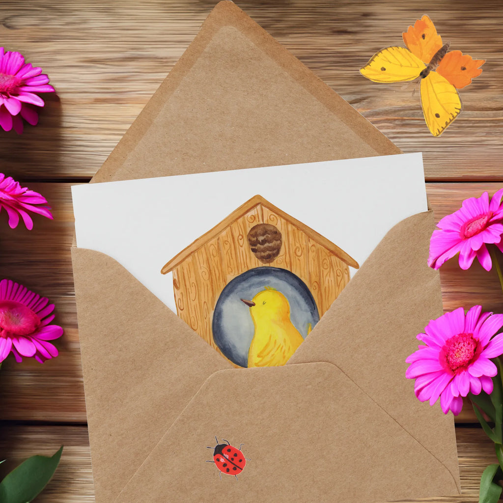 Deluxe Card Bird House Geburtstagskarte, Grußkarte, Karte, Klappkarte, Glückwunschkarte, Einladungskarte, Hochwertige Klappkarte, Hochwertige Grußkarte, Hochzeitskarte, Tiermotive, Gute Laune, lustige Sprüche, Tiere, Lieblingsort, Haus, Castle, Vogelhaus, Zuhause, Vogelhäuschen, Vögel, Home sweet home, Familie, Nest, Wohnung, Vogel, unser Haus, Eigenheim