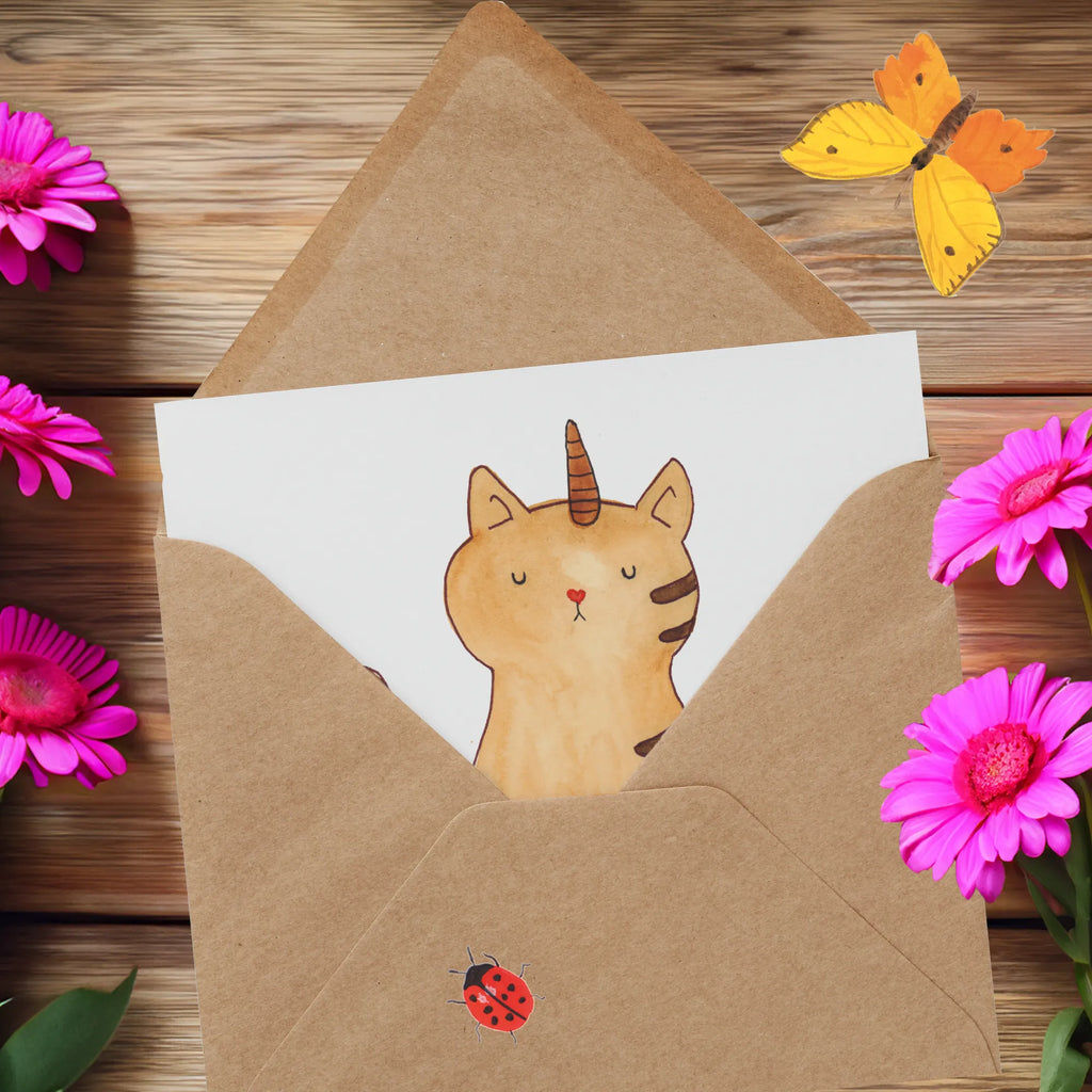 Deluxe Card unicorn Cat Hochzeitskarte, Klappkarte, Karte, Hochwertige Klappkarte, Hochwertige Grußkarte, Einladungskarte, Grußkarte, Geburtstagskarte, Glückwunschkarte, Einhorn, Einhörner, Einhorn Deko, Unicorn, Katzenhorn, Mieze, Einhornpower, Kittyhorn, Einhornkatze, Regenbogen, Katzer, Erwachsenwerden, Katze, Glitzer
