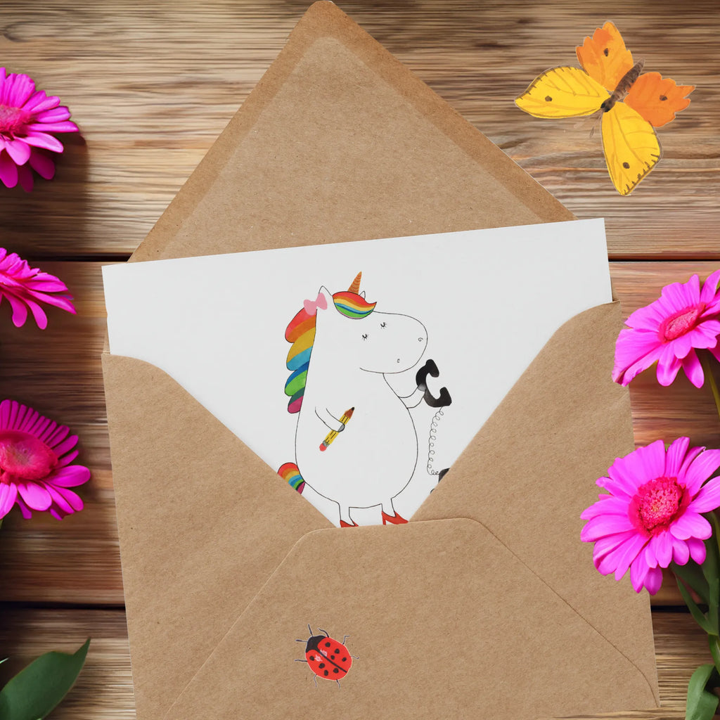 Deluxe Card unicorn secretary Grußkarte, Glückwunschkarte, Einladungskarte, Klappkarte, Hochwertige Klappkarte, Hochzeitskarte, Karte, Hochwertige Grußkarte, Geburtstagskarte, Einhorn, Einhörner, Einhorn Deko, Unicorn, Rechtsanwältin, Büro, Bürohilfe, Steuerkanzlei, Bürokraft, Steuerbüro, Rechtsanwaltsgehilfin, Sekretärin