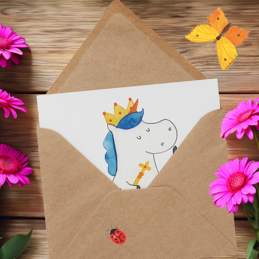 Deluxe Card unicorn king with sword Karte, Geburtstagskarte, Klappkarte, Einladungskarte, Hochzeitskarte, Grußkarte, Glückwunschkarte, Hochwertige Klappkarte, Hochwertige Grußkarte, Einhorn, Einhörner, Einhorn Deko, Unicorn, König, Mittelalter, Ritter