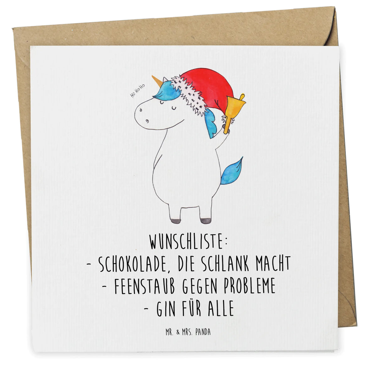 Deluxe Karte Einhorn Weihnachtsmann doppelkarte, Klappkarte, anlasskarte, faltkarte, Grußkarte, Glückwunschkarte, Unicorn, Einhorn, Einhörner, Einhorn Deko, Weihnachten, Nikolaus, Schoki, Wunschliste, Gin, Feenstaub, Weihnachtsmann, Schokolade, Wunschzettel