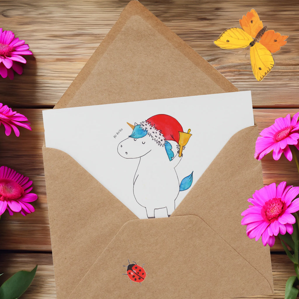Deluxe Card unicorn Santa Claus Hochzeitskarte, Grußkarte, Geburtstagskarte, Glückwunschkarte, Hochwertige Klappkarte, Karte, Einladungskarte, Klappkarte, Hochwertige Grußkarte, Einhorn, Einhörner, Einhorn Deko, Unicorn, Wunschzettel, Feenstaub, Weihnachtsmann, Weihnachten, Nikolaus, Schokolade, Gin, Schoki, Wunschliste