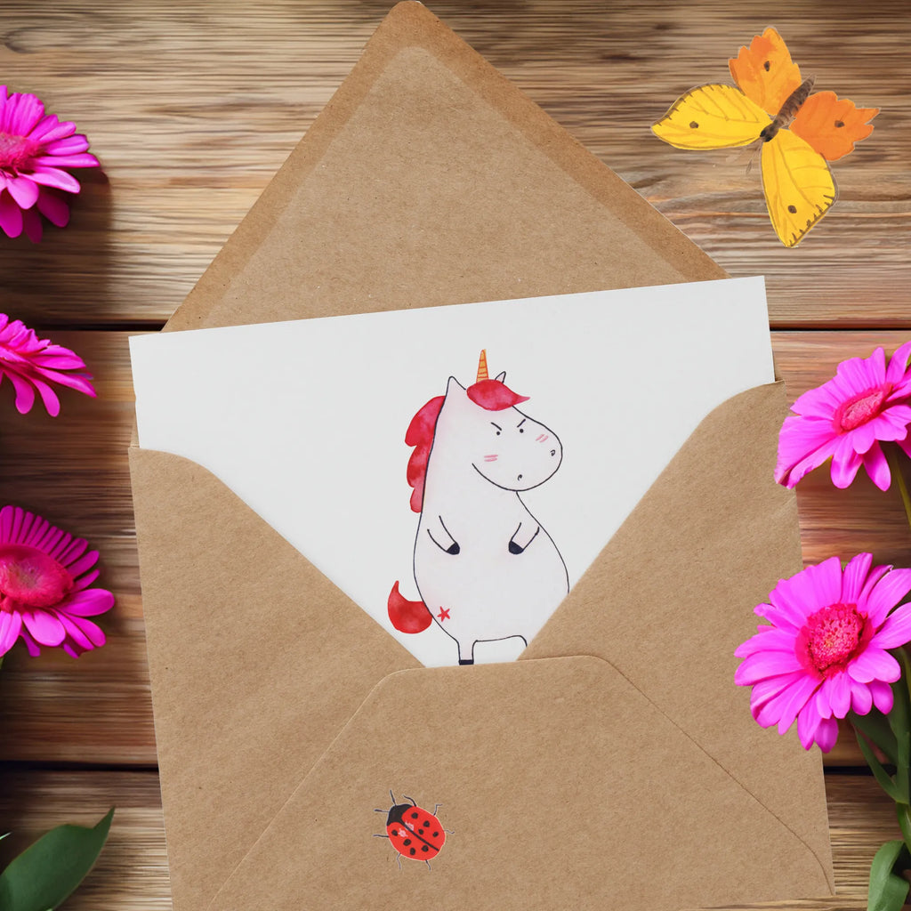 Deluxe Card unicorn Fury Einladungskarte, Karte, Grußkarte, Hochwertige Klappkarte, Glückwunschkarte, Hochzeitskarte, Klappkarte, Hochwertige Grußkarte, Geburtstagskarte, Einhorn, Einhörner, Einhorn Deko, Unicorn, Arbeit, lustlos, dumme Fragen, lustig, Spaß, nein, Ansage, Büro, Geschenk, Realität, wütend