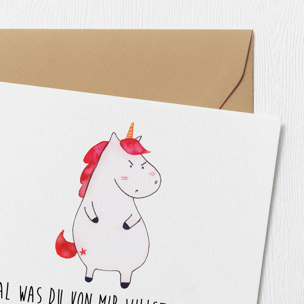 Deluxe Card unicorn Fury Einladungskarte, Karte, Grußkarte, Hochwertige Klappkarte, Glückwunschkarte, Hochzeitskarte, Klappkarte, Hochwertige Grußkarte, Geburtstagskarte, Einhorn, Einhörner, Einhorn Deko, Unicorn, Arbeit, lustlos, dumme Fragen, lustig, Spaß, nein, Ansage, Büro, Geschenk, Realität, wütend