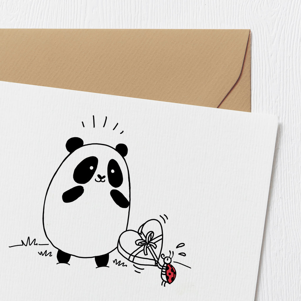 Deluxe Karte Panda Dankeschön Karte, Grußkarte, Klappkarte, Einladungskarte, Glückwunschkarte, Hochzeitskarte, Geburtstagskarte, Hochwertige Grußkarte, Hochwertige Klappkarte