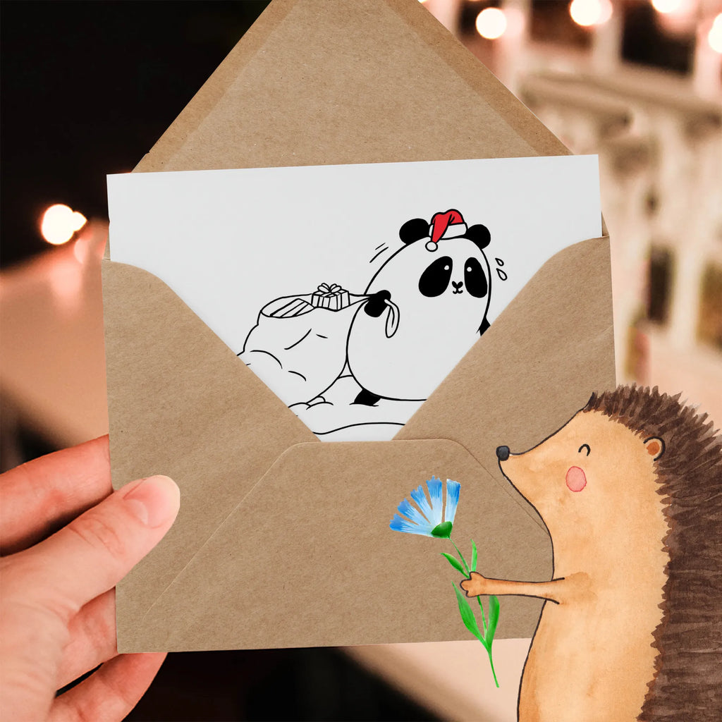 Deluxe Karte Panda Weihnachten Hochzeitskarte, Hochwertige Grußkarte, Glückwunschkarte, Klappkarte, Karte, Grußkarte, Hochwertige Klappkarte, Geburtstagskarte, Einladungskarte