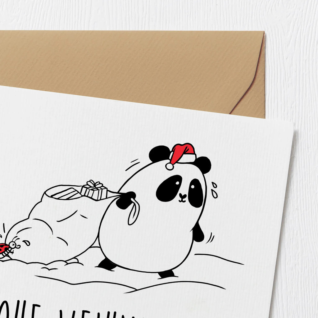 Deluxe Karte Panda Weihnachten Hochzeitskarte, Hochwertige Grußkarte, Glückwunschkarte, Klappkarte, Karte, Grußkarte, Hochwertige Klappkarte, Geburtstagskarte, Einladungskarte