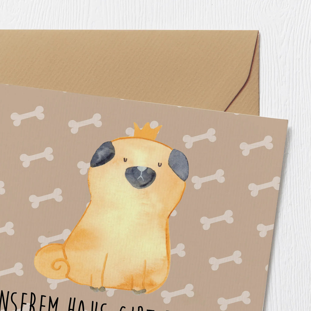 Deluxe Card pug Crown Hochwertige Grußkarte, Grußkarte, Glückwunschkarte, Karte, Geburtstagskarte, Klappkarte, Einladungskarte, Hochwertige Klappkarte, Hochzeitskarte, Hund, Hundemotiv, Haustier, Hunderasse, Tierliebhaber, Hundebesitzer, Sprüche, allergisch, Mops, Hundebesitzer. Spruch, lustig, kinderlos, Hausregel