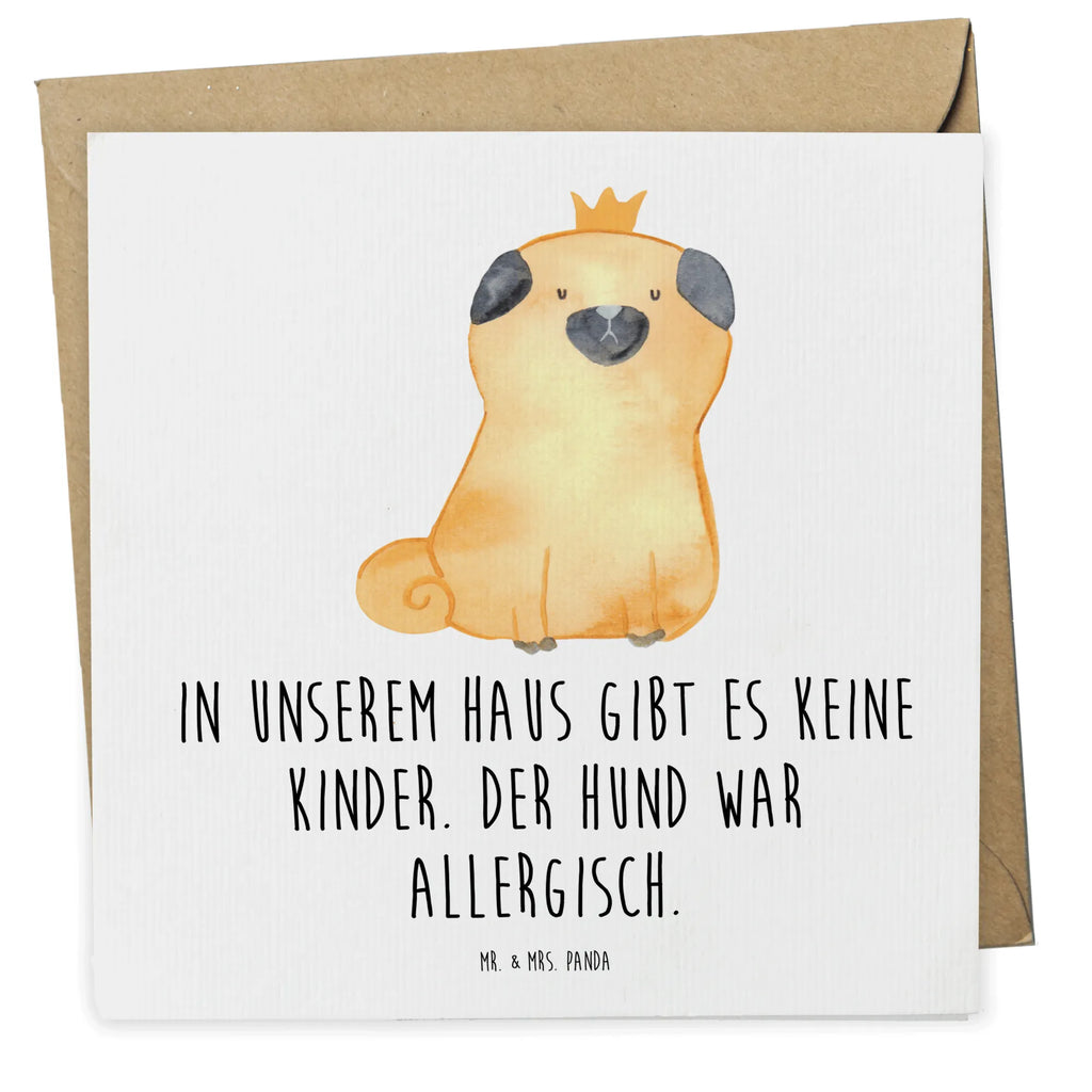 Deluxe Card pug Crown Hochwertige Grußkarte, Grußkarte, Glückwunschkarte, Karte, Geburtstagskarte, Klappkarte, Einladungskarte, Hochwertige Klappkarte, Hochzeitskarte, Hund, Hundemotiv, Haustier, Hunderasse, Tierliebhaber, Hundebesitzer, Sprüche, allergisch, Mops, Hundebesitzer. Spruch, lustig, kinderlos, Hausregel