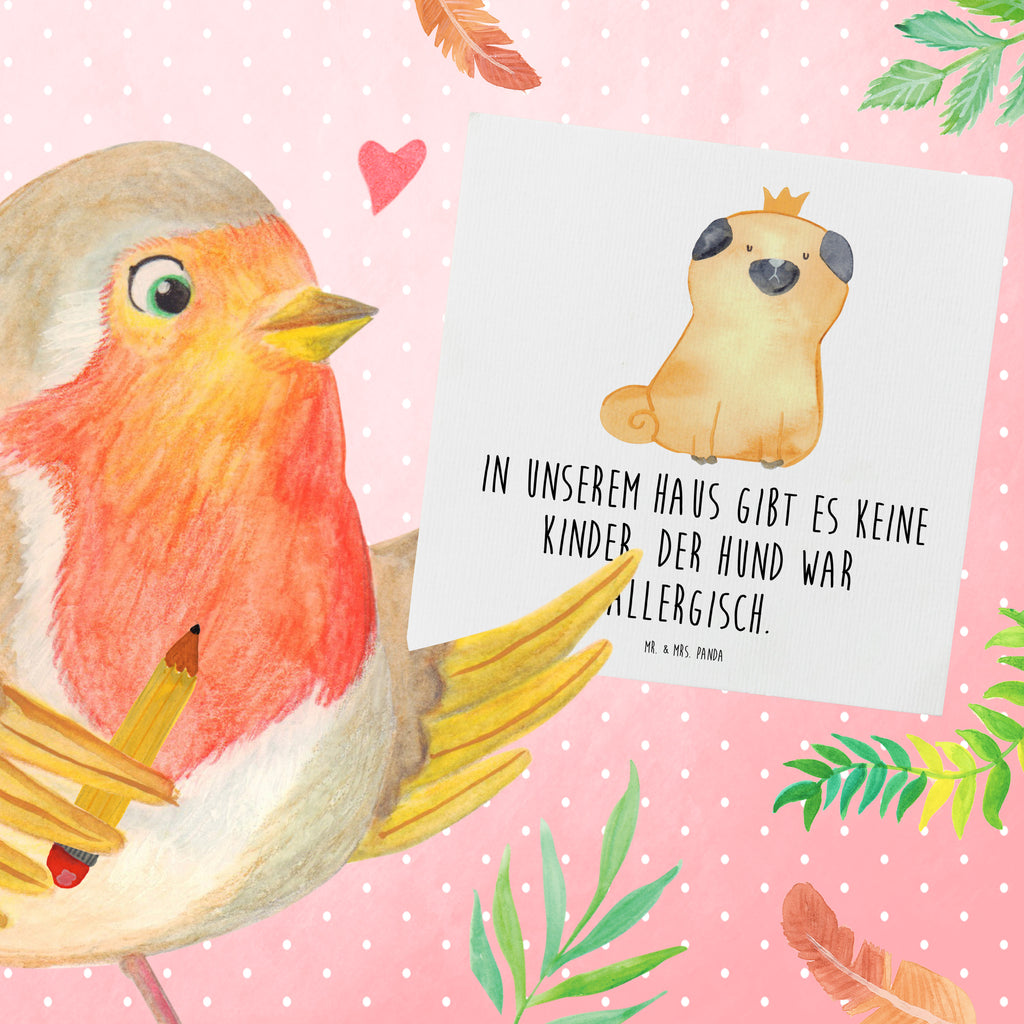 Deluxe Card pug Crown Hochwertige Grußkarte, Grußkarte, Glückwunschkarte, Karte, Geburtstagskarte, Klappkarte, Einladungskarte, Hochwertige Klappkarte, Hochzeitskarte, Hund, Hundemotiv, Haustier, Hunderasse, Tierliebhaber, Hundebesitzer, Sprüche, allergisch, Mops, Hundebesitzer. Spruch, lustig, kinderlos, Hausregel