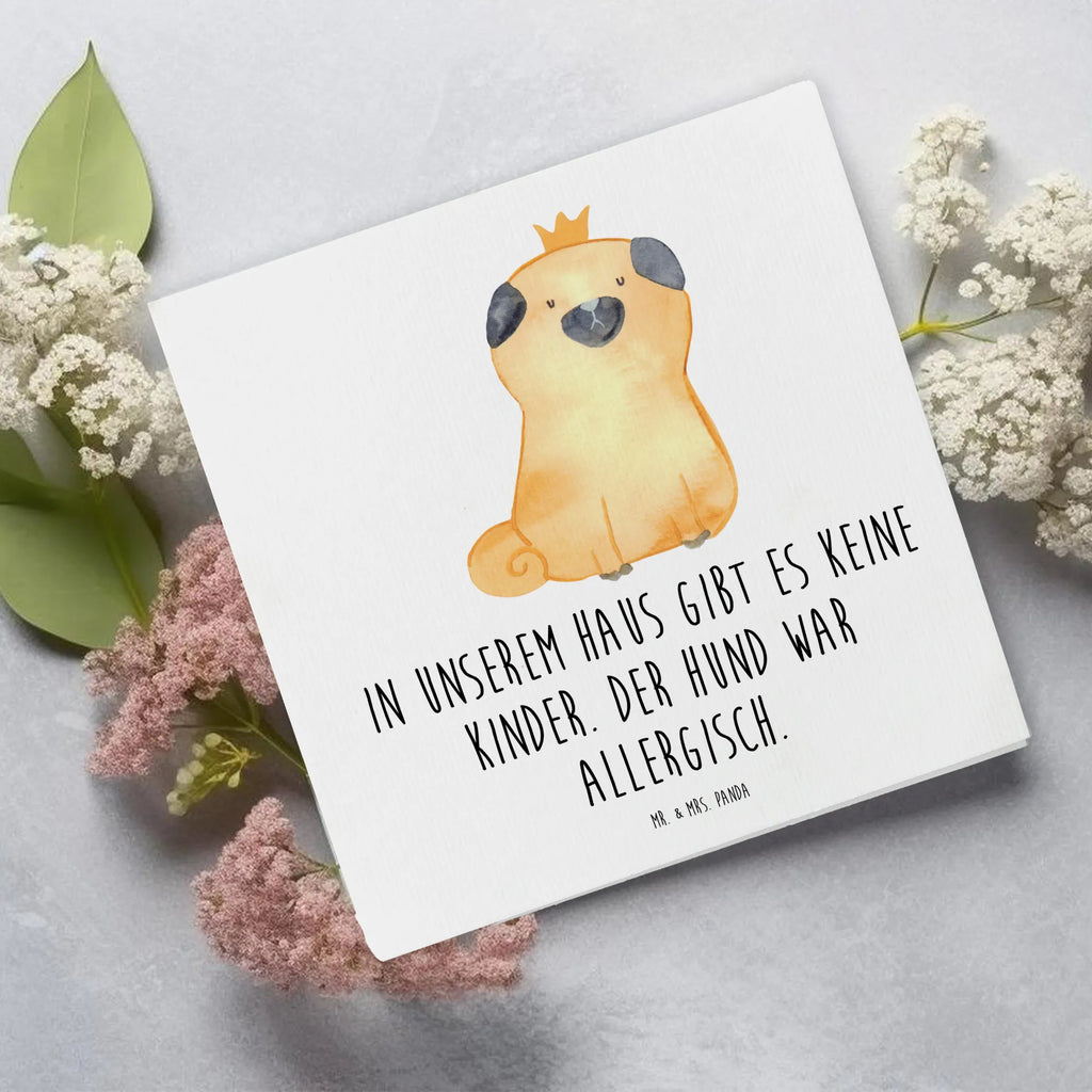 Deluxe Card pug Crown Hochwertige Grußkarte, Grußkarte, Glückwunschkarte, Karte, Geburtstagskarte, Klappkarte, Einladungskarte, Hochwertige Klappkarte, Hochzeitskarte, Hund, Hundemotiv, Haustier, Hunderasse, Tierliebhaber, Hundebesitzer, Sprüche, allergisch, Mops, Hundebesitzer. Spruch, lustig, kinderlos, Hausregel