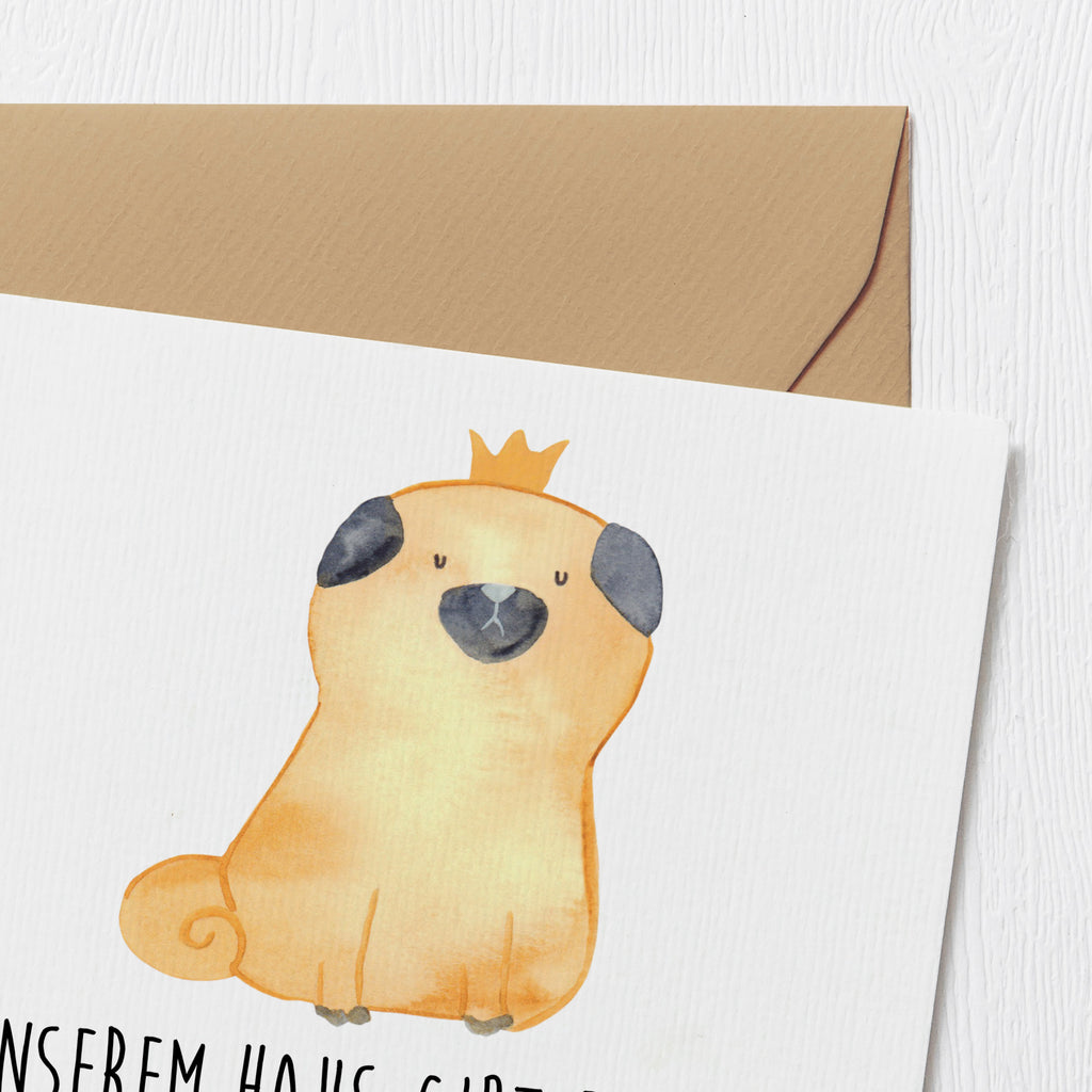 Deluxe Card pug Crown Hochwertige Grußkarte, Grußkarte, Glückwunschkarte, Karte, Geburtstagskarte, Klappkarte, Einladungskarte, Hochwertige Klappkarte, Hochzeitskarte, Hund, Hundemotiv, Haustier, Hunderasse, Tierliebhaber, Hundebesitzer, Sprüche, allergisch, Mops, Hundebesitzer. Spruch, lustig, kinderlos, Hausregel