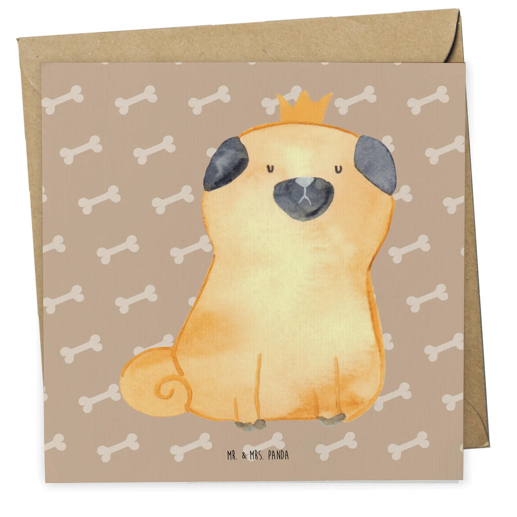 Deluxe Card pug Crown Hochwertige Grußkarte, Grußkarte, Glückwunschkarte, Karte, Geburtstagskarte, Klappkarte, Einladungskarte, Hochwertige Klappkarte, Hochzeitskarte, Hund, Hundemotiv, Haustier, Hunderasse, Tierliebhaber, Hundebesitzer, Sprüche, allergisch, Mops, Hundebesitzer. Spruch, lustig, kinderlos, Hausregel