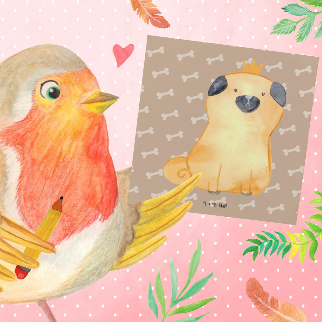 Deluxe Card pug Crown Hochwertige Grußkarte, Grußkarte, Glückwunschkarte, Karte, Geburtstagskarte, Klappkarte, Einladungskarte, Hochwertige Klappkarte, Hochzeitskarte, Hund, Hundemotiv, Haustier, Hunderasse, Tierliebhaber, Hundebesitzer, Sprüche, allergisch, Mops, Hundebesitzer. Spruch, lustig, kinderlos, Hausregel