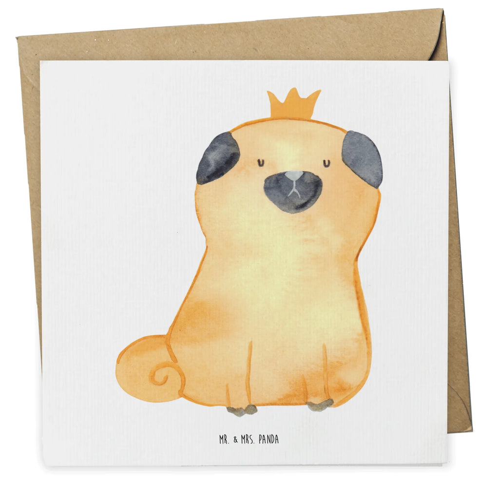 Deluxe Card pug Crown Hochwertige Grußkarte, Grußkarte, Glückwunschkarte, Karte, Geburtstagskarte, Klappkarte, Einladungskarte, Hochwertige Klappkarte, Hochzeitskarte, Hund, Hundemotiv, Haustier, Hunderasse, Tierliebhaber, Hundebesitzer, Sprüche, allergisch, Mops, Hundebesitzer. Spruch, lustig, kinderlos, Hausregel