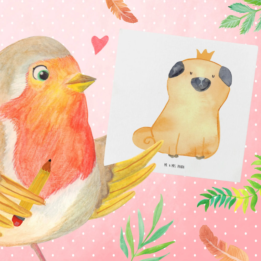 Deluxe Card pug Crown Hochwertige Grußkarte, Grußkarte, Glückwunschkarte, Karte, Geburtstagskarte, Klappkarte, Einladungskarte, Hochwertige Klappkarte, Hochzeitskarte, Hund, Hundemotiv, Haustier, Hunderasse, Tierliebhaber, Hundebesitzer, Sprüche, allergisch, Mops, Hundebesitzer. Spruch, lustig, kinderlos, Hausregel