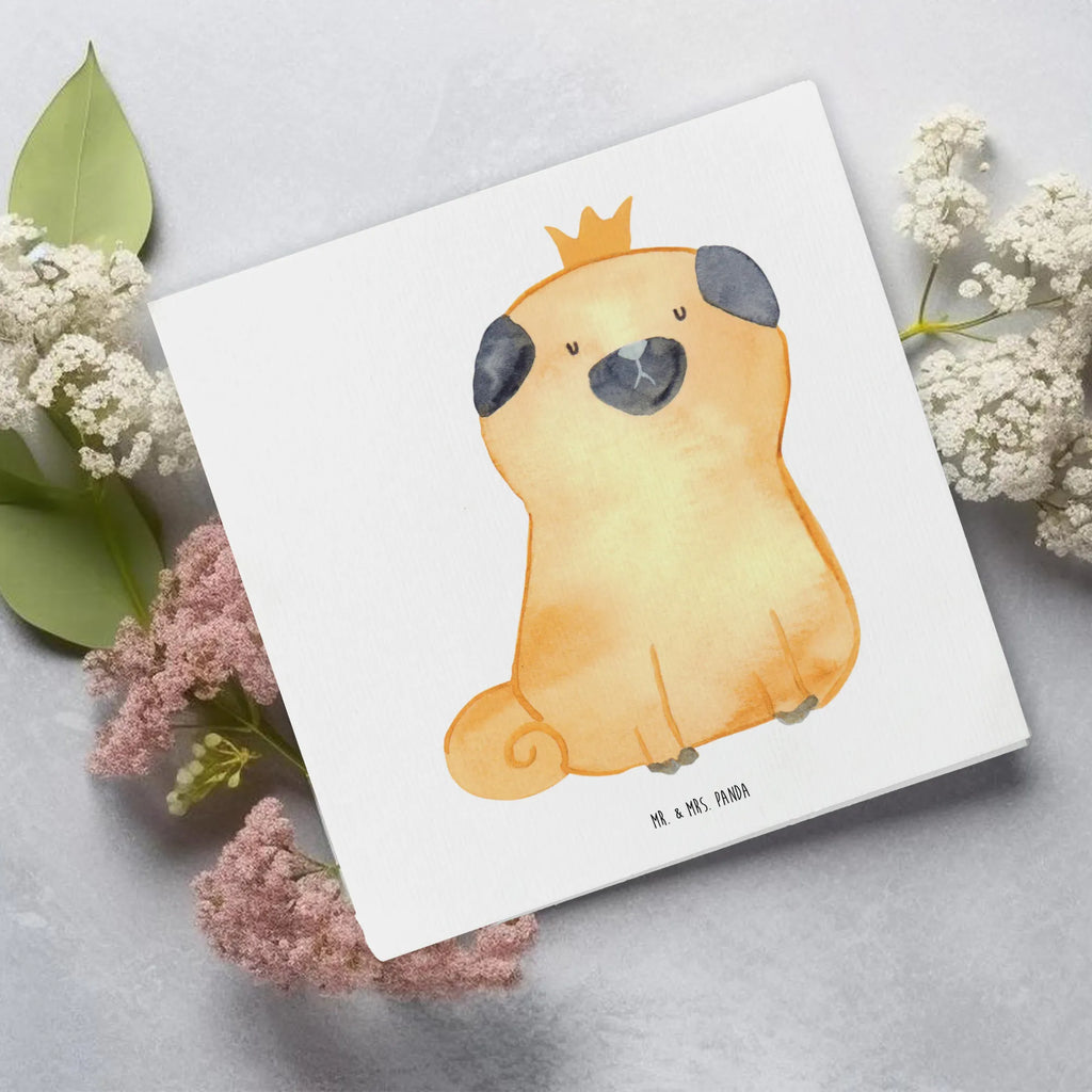 Deluxe Card pug Crown Hochwertige Grußkarte, Grußkarte, Glückwunschkarte, Karte, Geburtstagskarte, Klappkarte, Einladungskarte, Hochwertige Klappkarte, Hochzeitskarte, Hund, Hundemotiv, Haustier, Hunderasse, Tierliebhaber, Hundebesitzer, Sprüche, allergisch, Mops, Hundebesitzer. Spruch, lustig, kinderlos, Hausregel
