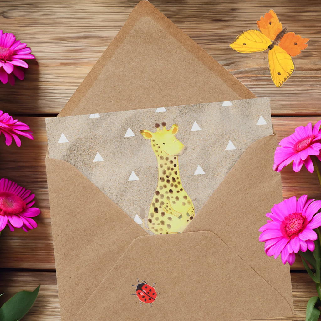 Deluxe Card giraffe Satisfied Hochwertige Grußkarte, Geburtstagskarte, Grußkarte, Einladungskarte, Hochzeitskarte, Klappkarte, Hochwertige Klappkarte, Karte, Glückwunschkarte, Afrika, Wildtiere, Glück, Abenteuer, Giraffe, Zufrieden