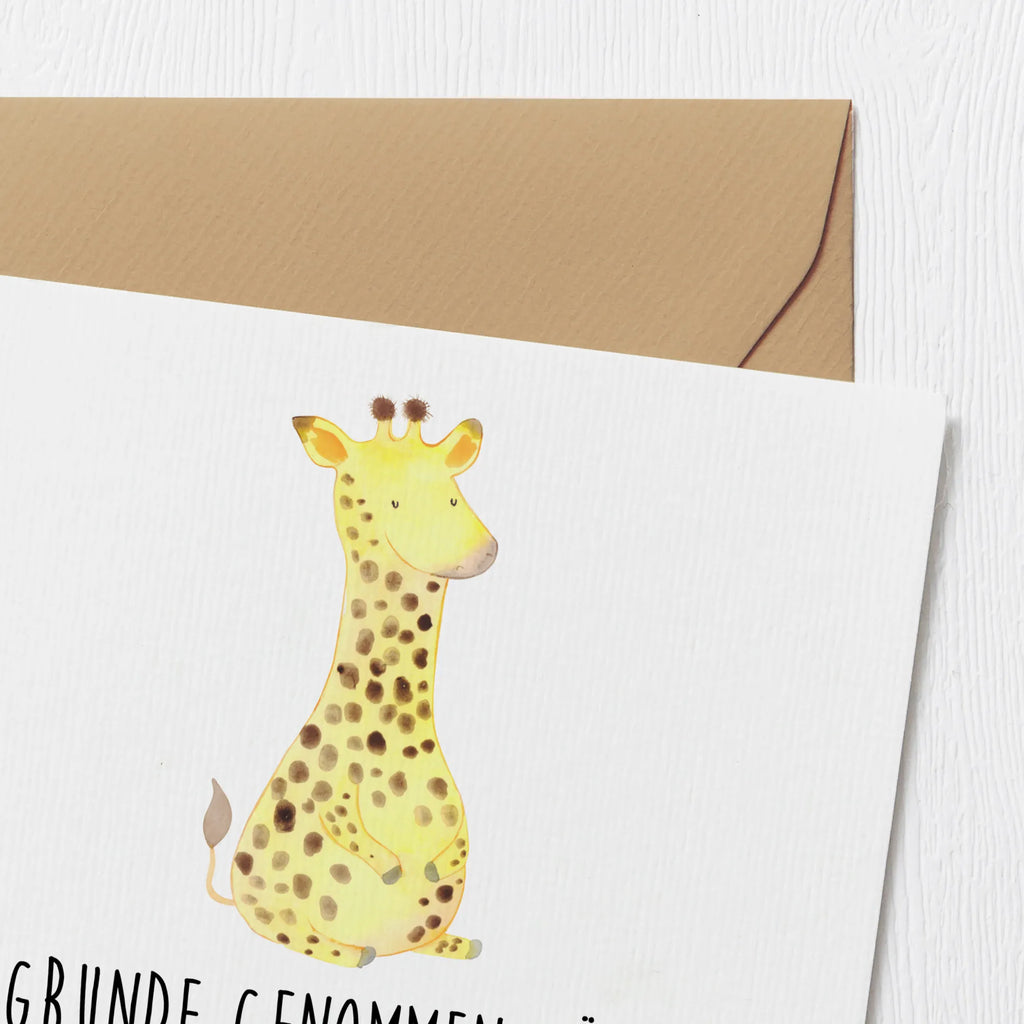 Deluxe Card giraffe Satisfied Hochwertige Grußkarte, Geburtstagskarte, Grußkarte, Einladungskarte, Hochzeitskarte, Klappkarte, Hochwertige Klappkarte, Karte, Glückwunschkarte, Afrika, Wildtiere, Glück, Abenteuer, Giraffe, Zufrieden
