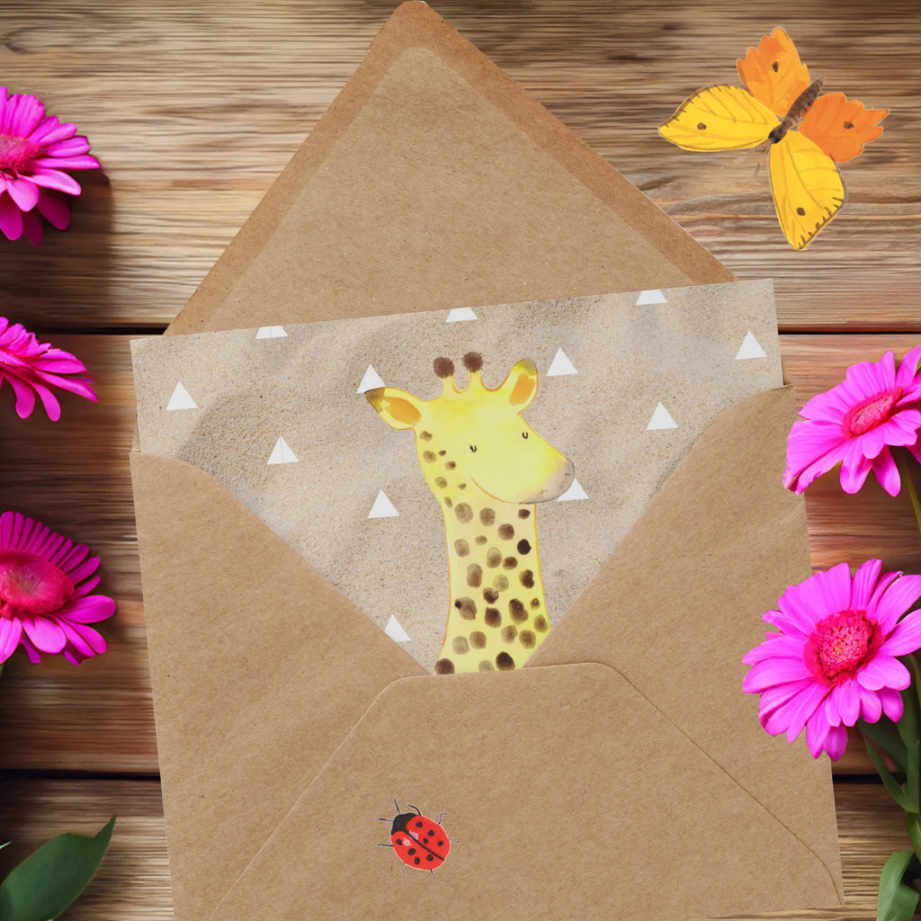 Deluxe Card giraffe Satisfied Hochwertige Grußkarte, Geburtstagskarte, Grußkarte, Einladungskarte, Hochzeitskarte, Klappkarte, Hochwertige Klappkarte, Karte, Glückwunschkarte, Afrika, Wildtiere, Glück, Abenteuer, Giraffe, Zufrieden