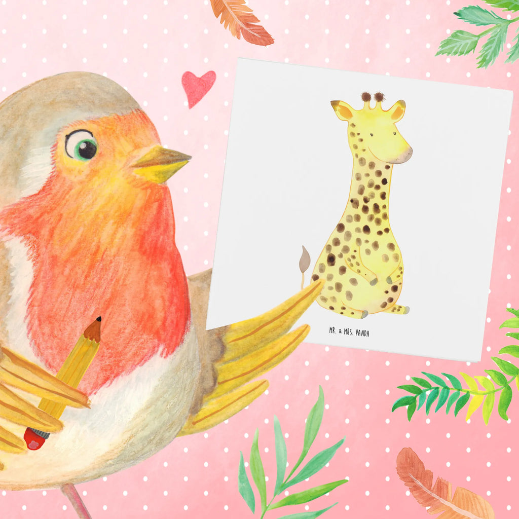 Deluxe Card giraffe Satisfied Hochwertige Grußkarte, Geburtstagskarte, Grußkarte, Einladungskarte, Hochzeitskarte, Klappkarte, Hochwertige Klappkarte, Karte, Glückwunschkarte, Afrika, Wildtiere, Glück, Abenteuer, Giraffe, Zufrieden