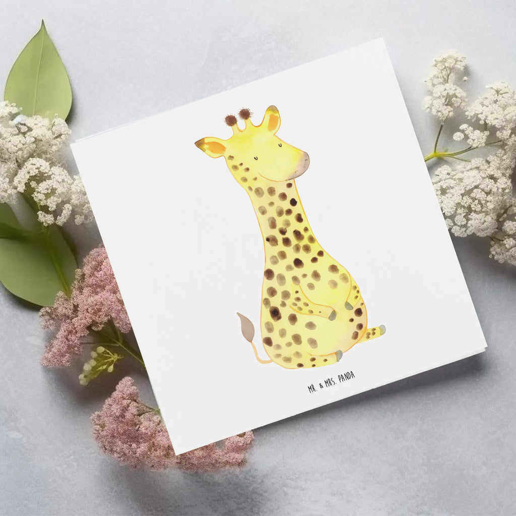 Deluxe Card giraffe Satisfied Hochwertige Grußkarte, Geburtstagskarte, Grußkarte, Einladungskarte, Hochzeitskarte, Klappkarte, Hochwertige Klappkarte, Karte, Glückwunschkarte, Afrika, Wildtiere, Glück, Abenteuer, Giraffe, Zufrieden