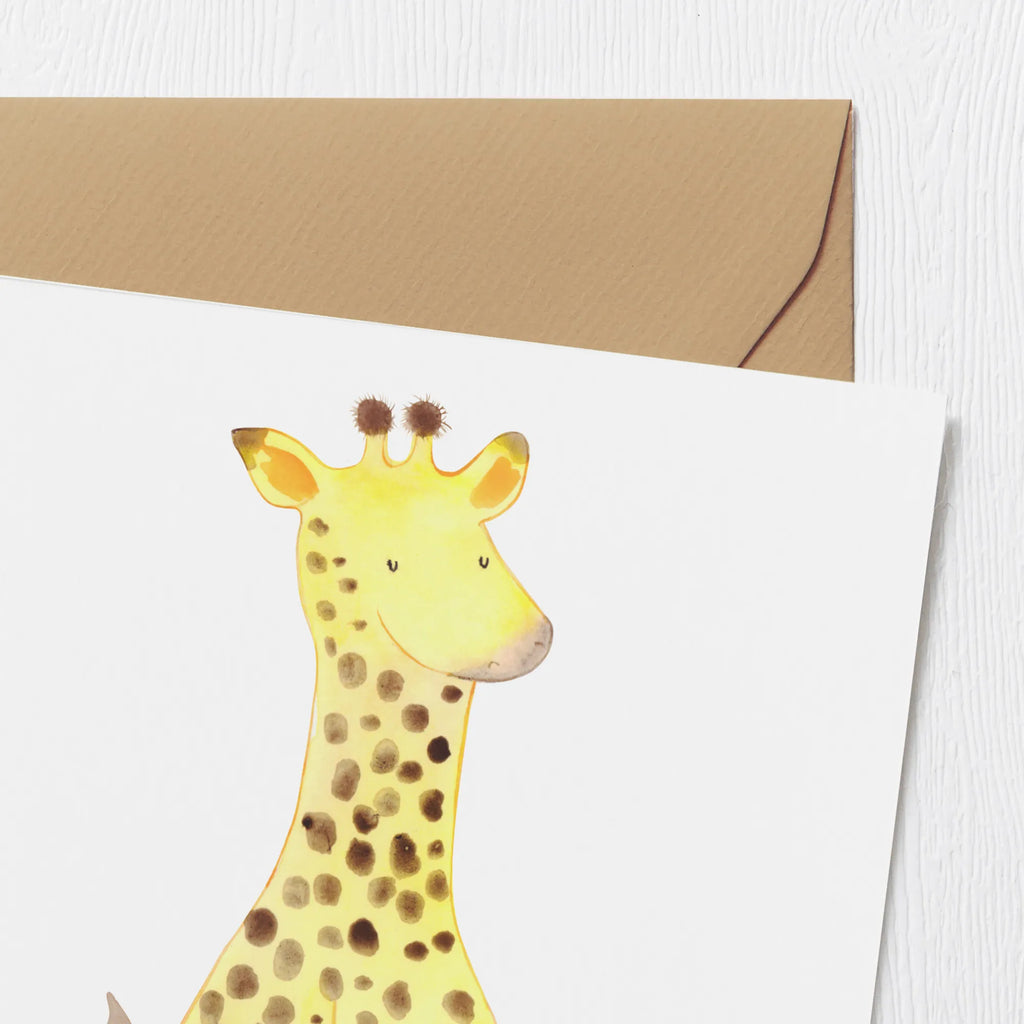 Deluxe Card giraffe Satisfied Hochwertige Grußkarte, Geburtstagskarte, Grußkarte, Einladungskarte, Hochzeitskarte, Klappkarte, Hochwertige Klappkarte, Karte, Glückwunschkarte, Afrika, Wildtiere, Glück, Abenteuer, Giraffe, Zufrieden