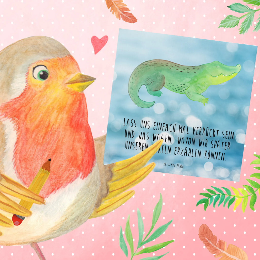 Deluxe Karte Krokodil Geburtstagskarte, Grußkarte, Glückwunschkarte, Karte, Hochwertige Grußkarte, Hochzeitskarte, Hochwertige Klappkarte, Einladungskarte, Klappkarte, Meerestiere, Meer, Urlaub, Reiselust, beste Freundin, Krokodile, Freundin, Krokodil, Abenteuerlust, Lieblingsmensch, spontan sein, verrückt sein