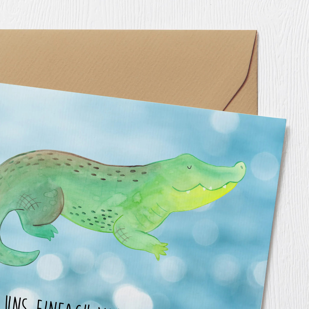 Deluxe Karte Krokodil Geburtstagskarte, Grußkarte, Glückwunschkarte, Karte, Hochwertige Grußkarte, Hochzeitskarte, Hochwertige Klappkarte, Einladungskarte, Klappkarte, Meerestiere, Meer, Urlaub, Reiselust, beste Freundin, Krokodile, Freundin, Krokodil, Abenteuerlust, Lieblingsmensch, spontan sein, verrückt sein