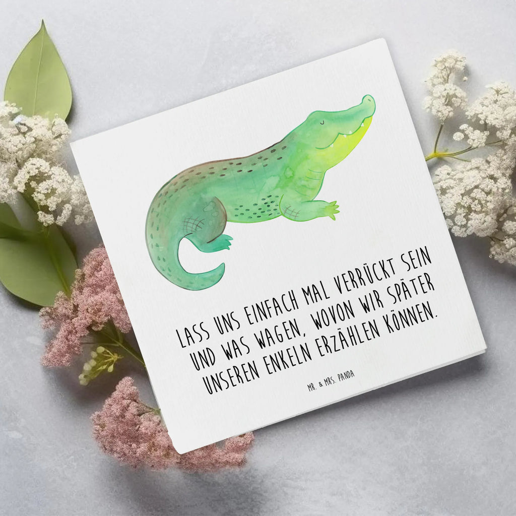 Deluxe Karte Krokodil Geburtstagskarte, Grußkarte, Glückwunschkarte, Karte, Hochwertige Grußkarte, Hochzeitskarte, Hochwertige Klappkarte, Einladungskarte, Klappkarte, Meerestiere, Meer, Urlaub, Reiselust, beste Freundin, Krokodile, Freundin, Krokodil, Abenteuerlust, Lieblingsmensch, spontan sein, verrückt sein